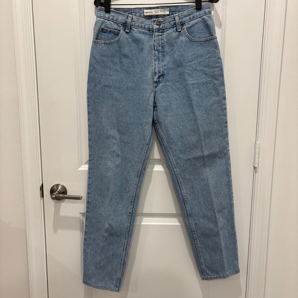 VTG Bugle Boy Jeans Women's Sz 12 Blue Tapered Leg Slim Fit High Rise Hemmed 90s